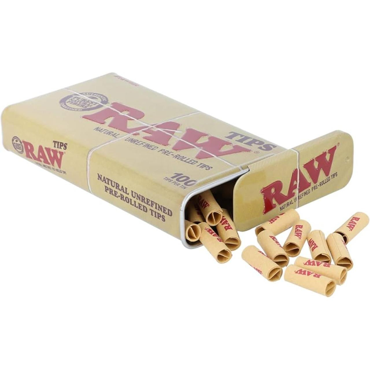 Raw PreRolled Tips Tins 1PK-100CT Raw PreRolled Tips Tins 1PK-100CT