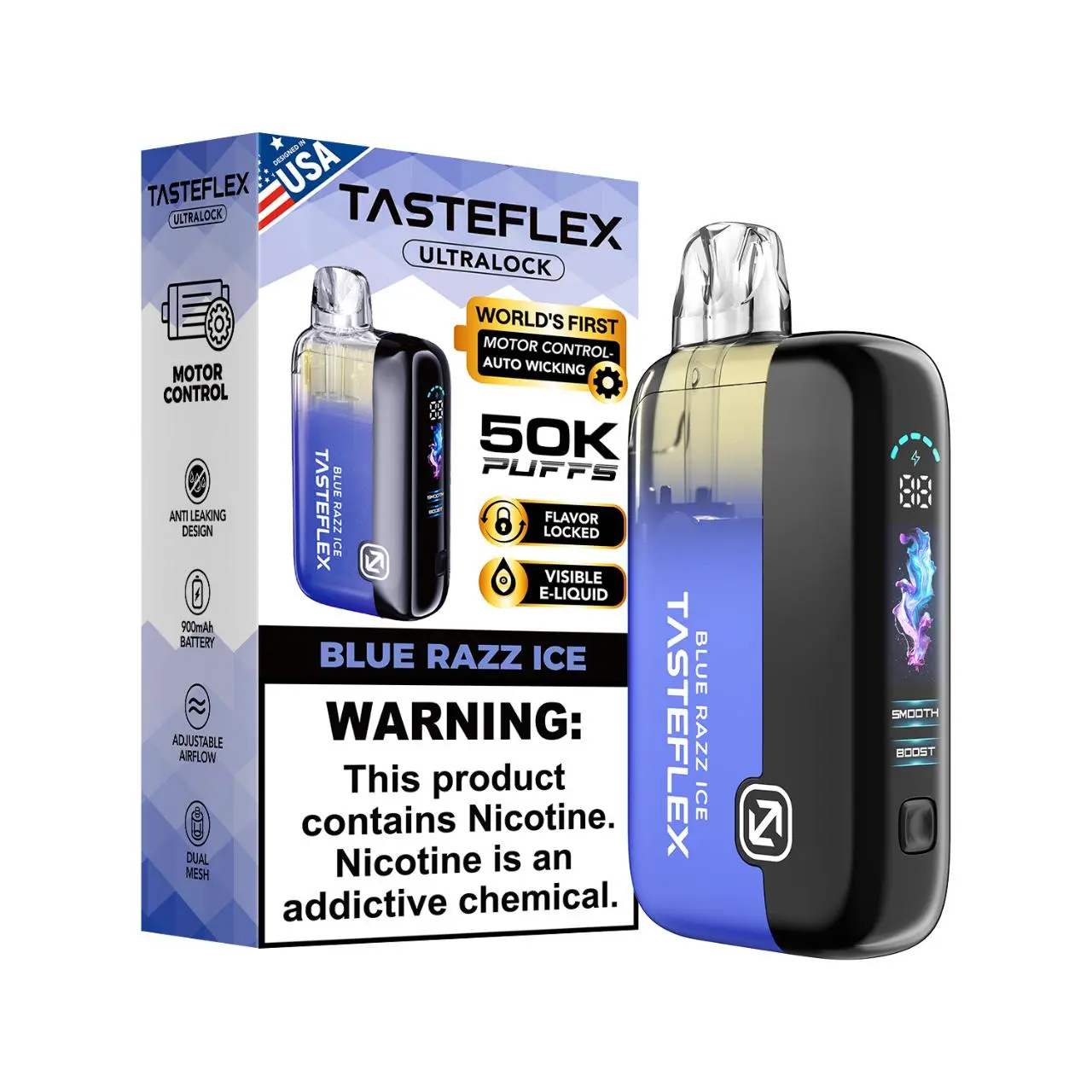 TasteFlex UltraLock 50K Puff Disposable Blue Razz Ice TasteFlex UltraLock 50K Puff Disposable Blue Razz Ice