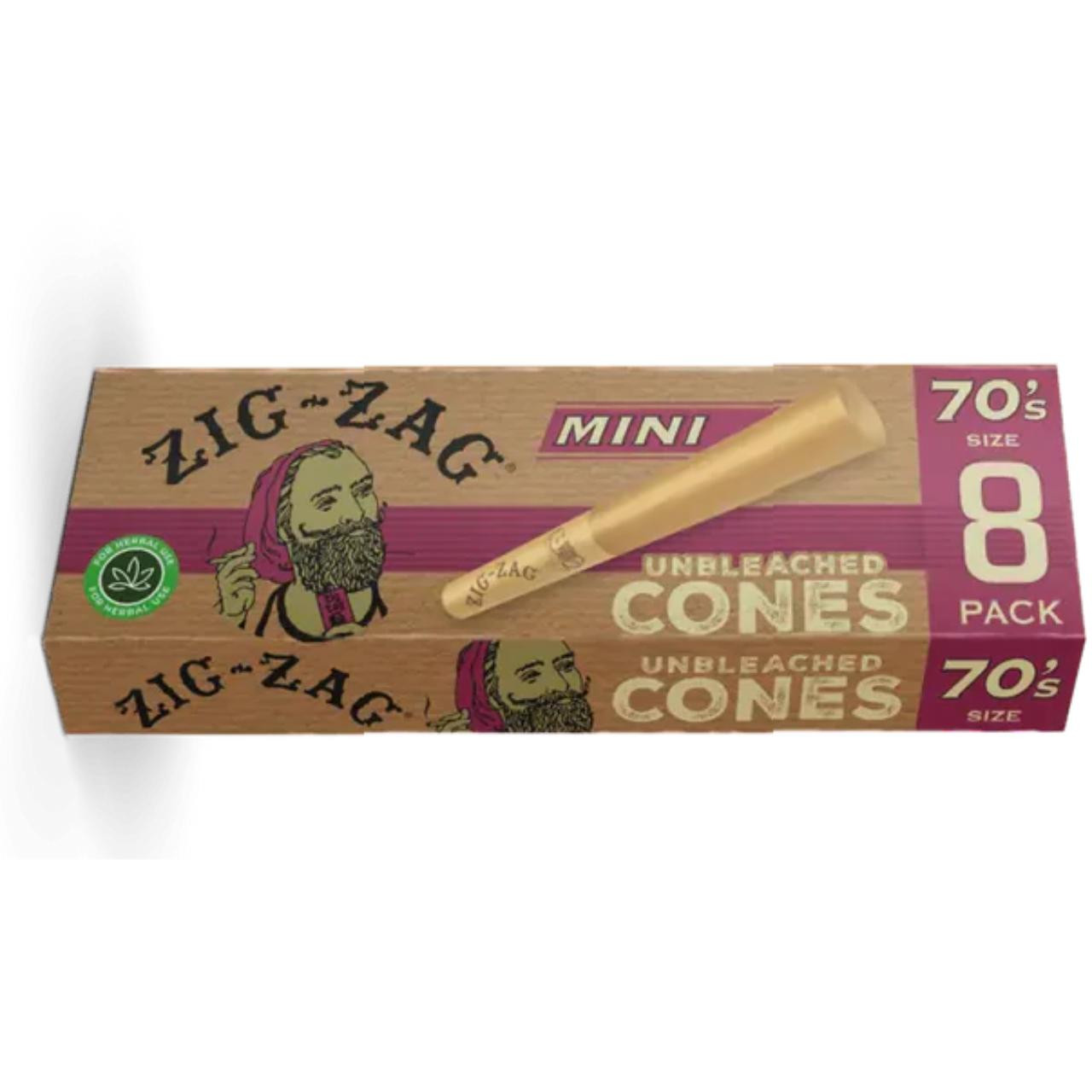 Zig Zag 70MM Cones 1PK-8CT Unbleached Zig Zag 70MM Cones 1PK-8CT Unbleached