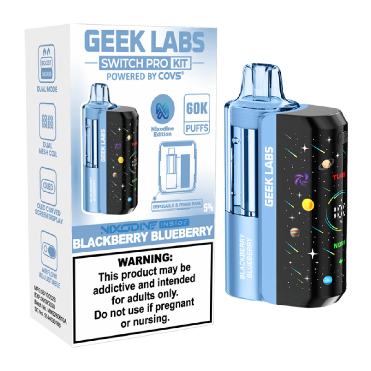 Geek Labs Switch Pro Kit Nixodine 60K Puff Disposable Blackberry Blueberry