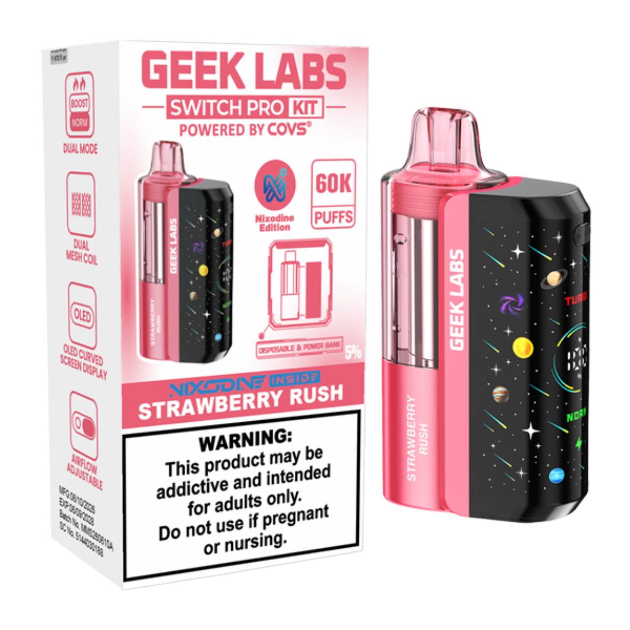 Geek Labs Switch Pro Kit Nixodine 60K Puff Disposable Strawberry Rush
