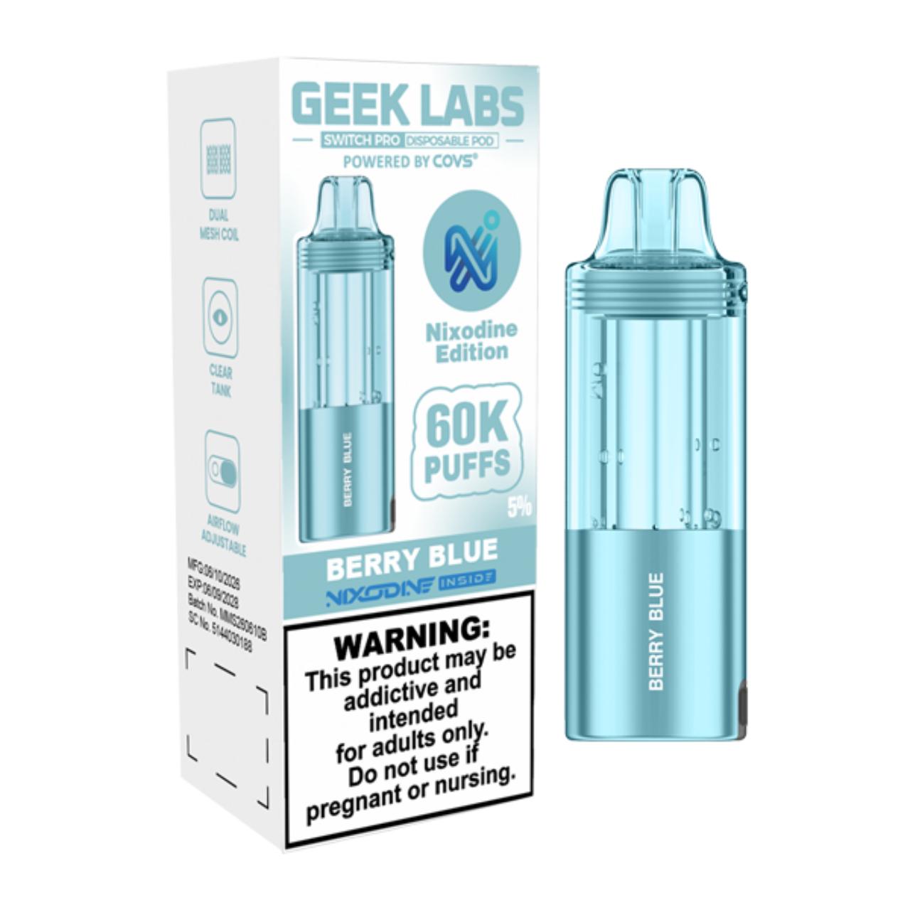 Geek Labs Switch Pro Nixodine 60K Replacement Pod Berry Blue Geek Labs Switch Pro Nixodine 60K Replacement Pod Berry Blue