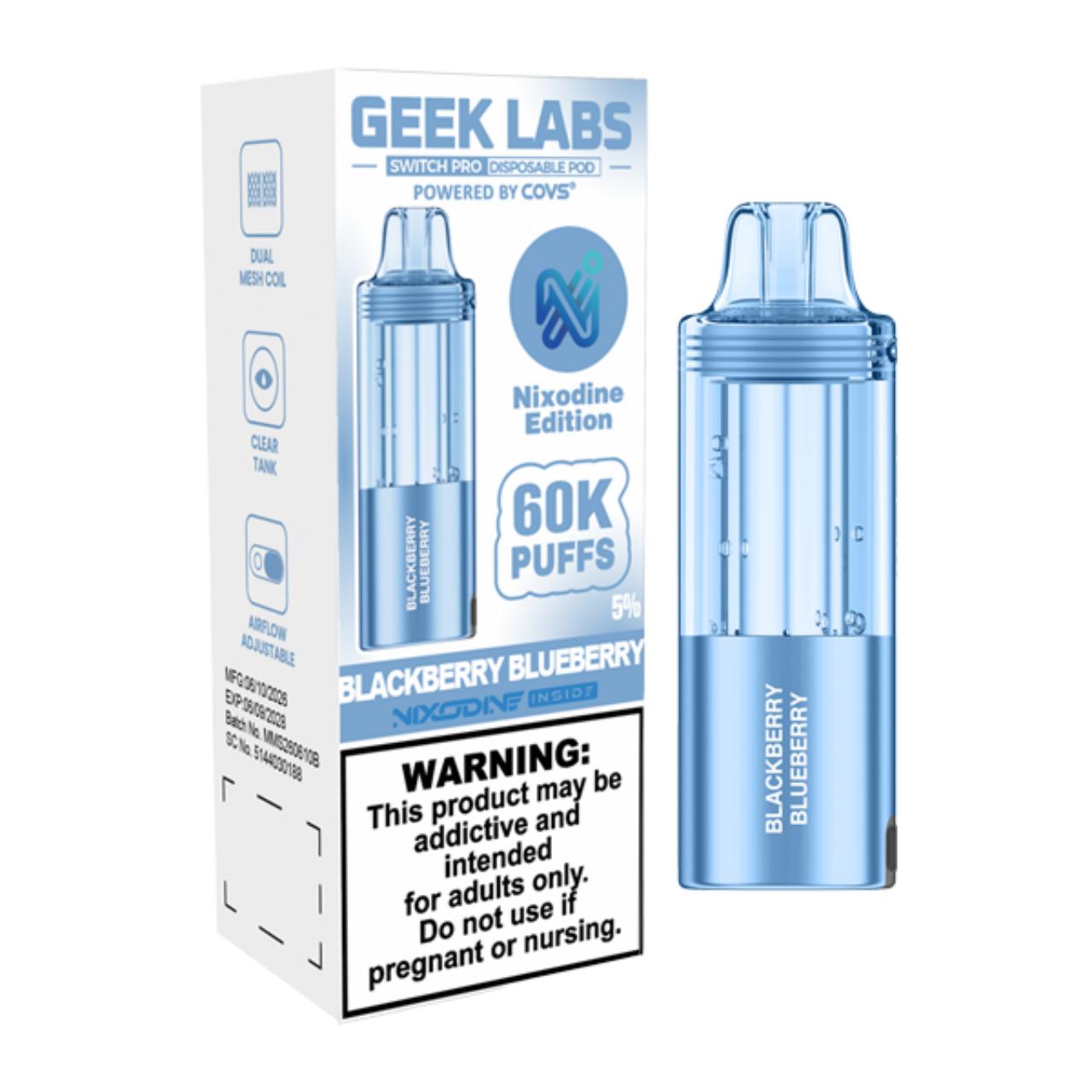 Geek Labs Switch Pro Nixodine 60K Replacement Pod Blackberry Blueberry Geek Labs Switch Pro Nixodine 60K Replacement Pod Blackberry Blueberry