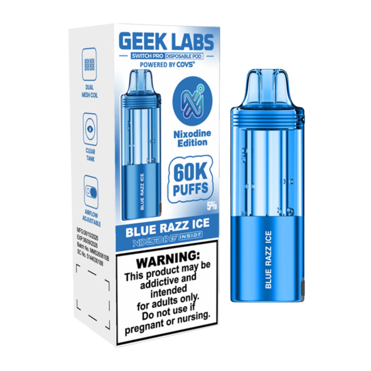 Geek Labs Switch Pro Nixodine 60K Replacement Pod Blue Razz Ice Geek Labs Switch Pro Nixodine 60K Replacement Pod Blue Razz Ice