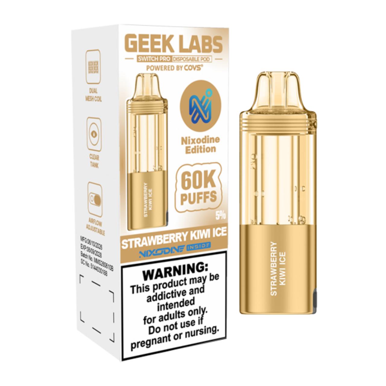 Geek Labs Switch Pro Nixodine 60K Replacement Pod Strawberry Kiwi Ice Geek Labs Switch Pro Nixodine 60K Replacement Pod Strawberry Kiwi Ice