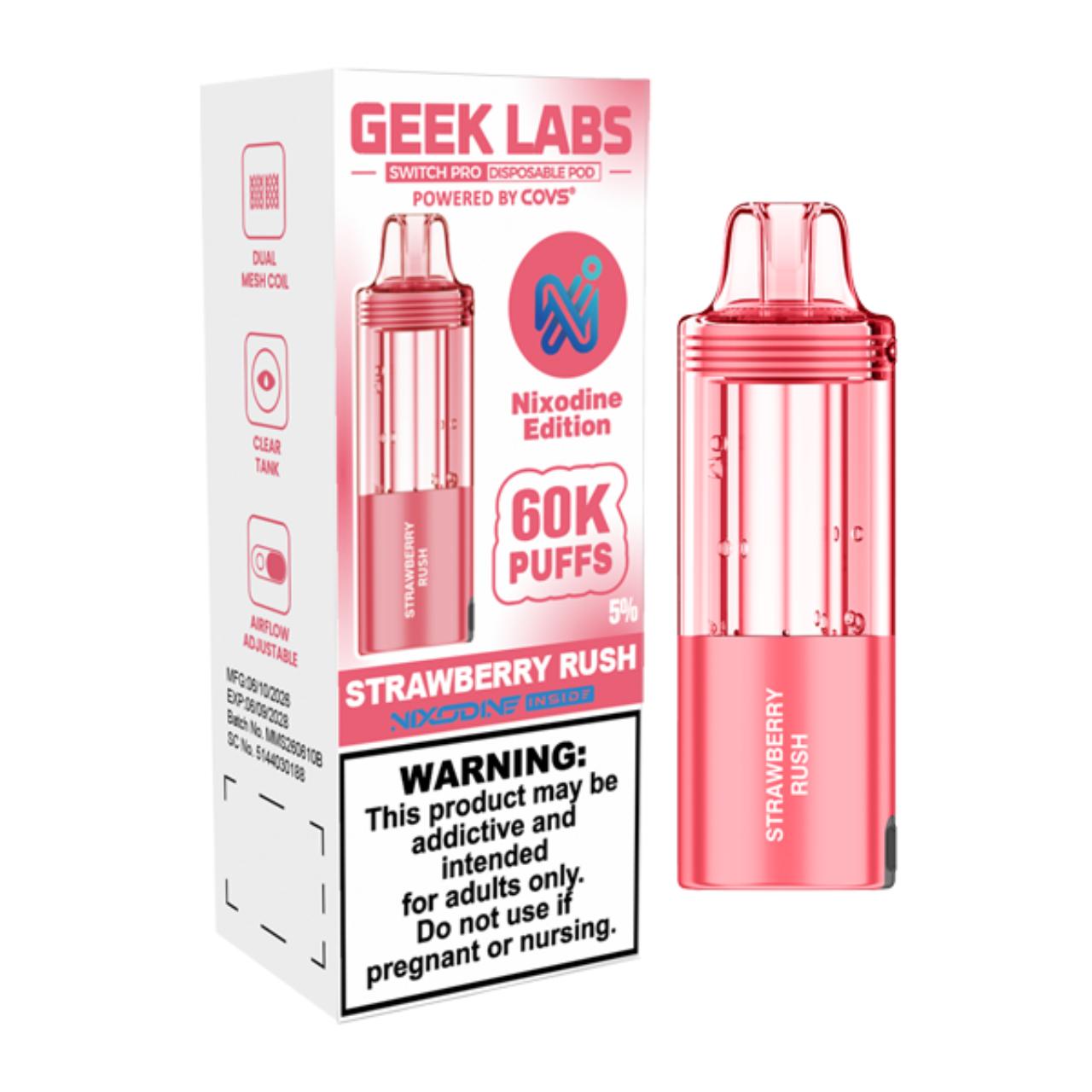 Geek Labs Switch Pro Nixodine 60K Replacement Pod Strawberry Rush Geek Labs Switch Pro Nixodine 60K Replacement Pod Strawberry Rush
