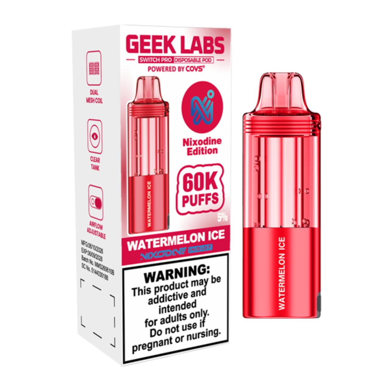 Geek Labs Switch Pro Nixodine 60K Replacement Pod Watermelon Ice Geek Labs Switch Pro Nixodine 60K Replacement Pod Watermelon Ice