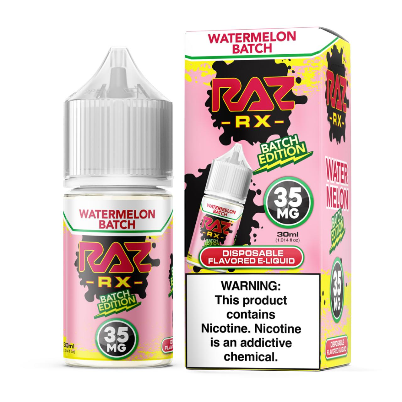 Pod Juice RX Raz Watermelon Batch Tobacco Free Nicotine 30ml Salt E-Juice 35mg Pod Juice RX Raz Watermelon Batch Tobacco Free Nicotine 30ml Salt E-Juice 35mg