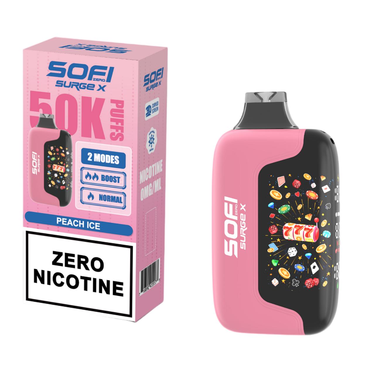 Sofi Surge Zero Nicotine 50000 Puff Disposable Peach Ice