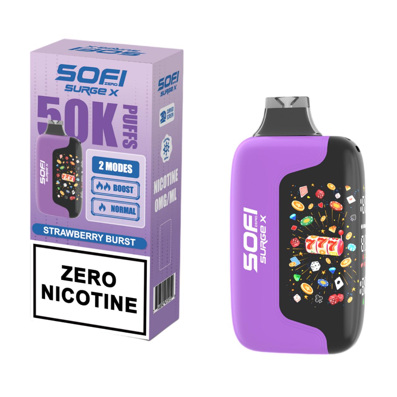 Sofi Surge Zero Nicotine 50000 Puff Disposable Strawberry Burst