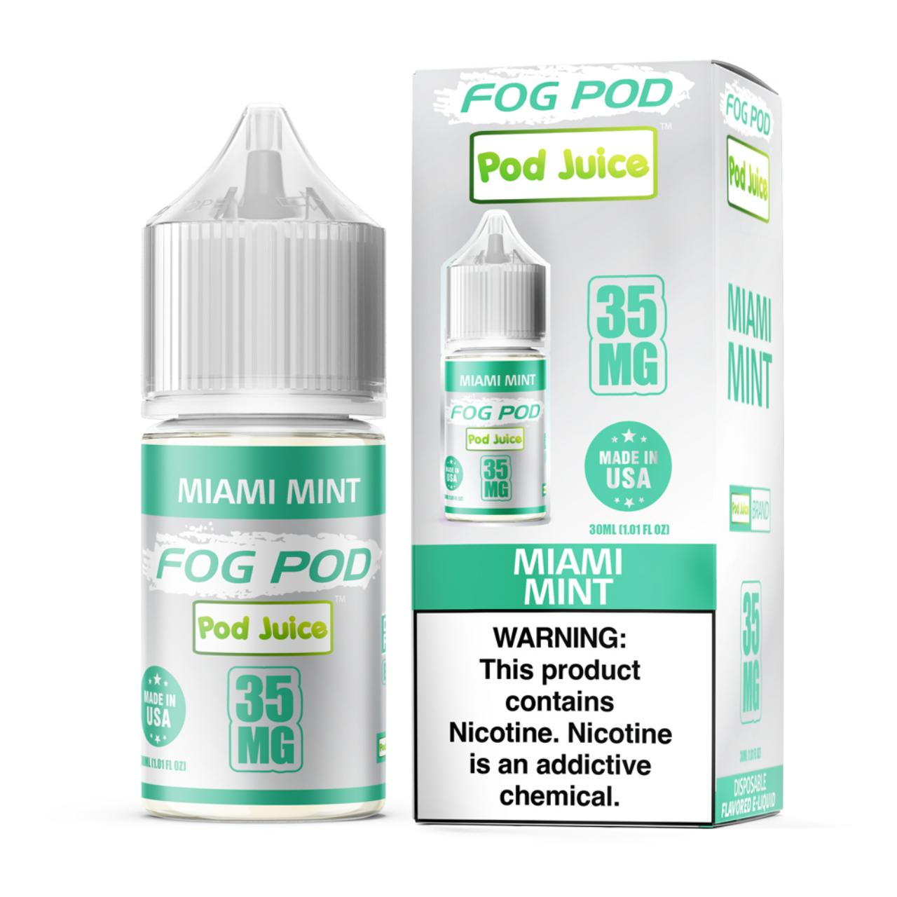 Fog Pod X Pod Juice Miami Mint Salt 30ml E-Juice 35mg Fog Pod X Pod Juice Miami Mint Salt 30ml E-Juice 35mg