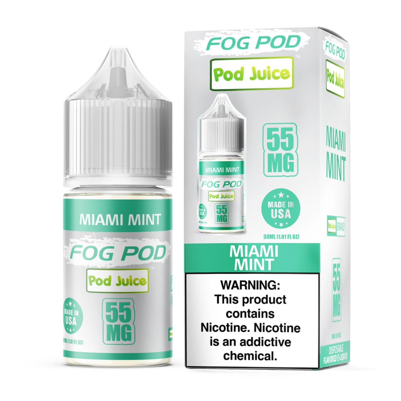 Fog Pod X Pod Juice Miami Mint Salt 30ml E-Juice 55mg Fog Pod X Pod Juice Miami Mint Salt 30ml E-Juice 55mg