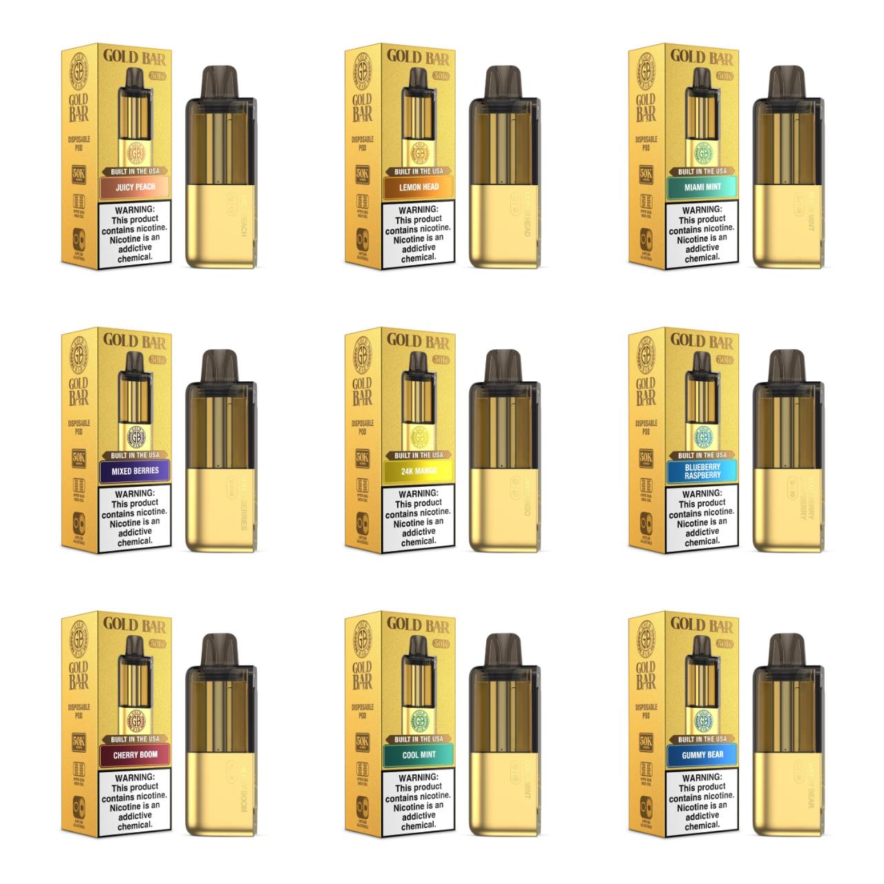 Gold Bar Max 50000 Puffs Pre-Filled Replacement Pod Cartridge - 1PK Gold Bar Max 50000 Puffs Pre-Filled Replacement Pod Cartridge - 1PK