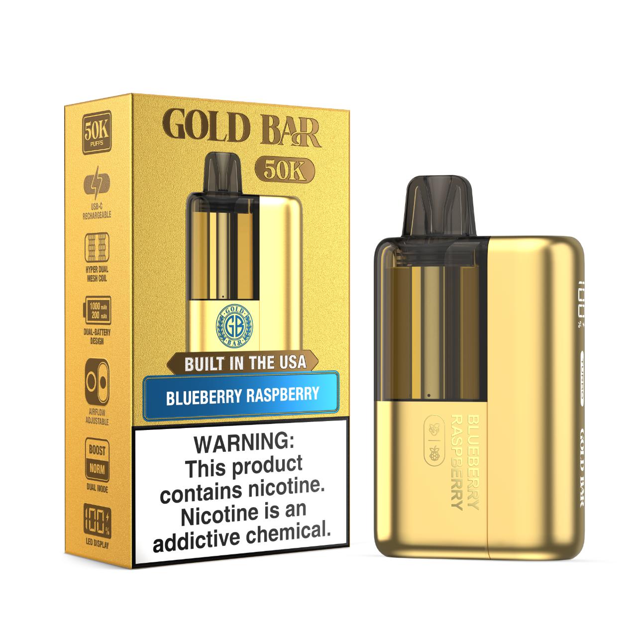 Gold Bar Max 50K Puff Disposable BLUEBERRY RASPBERRY Gold Bar Max 50K Puff Disposable BLUEBERRY RASPBERRY