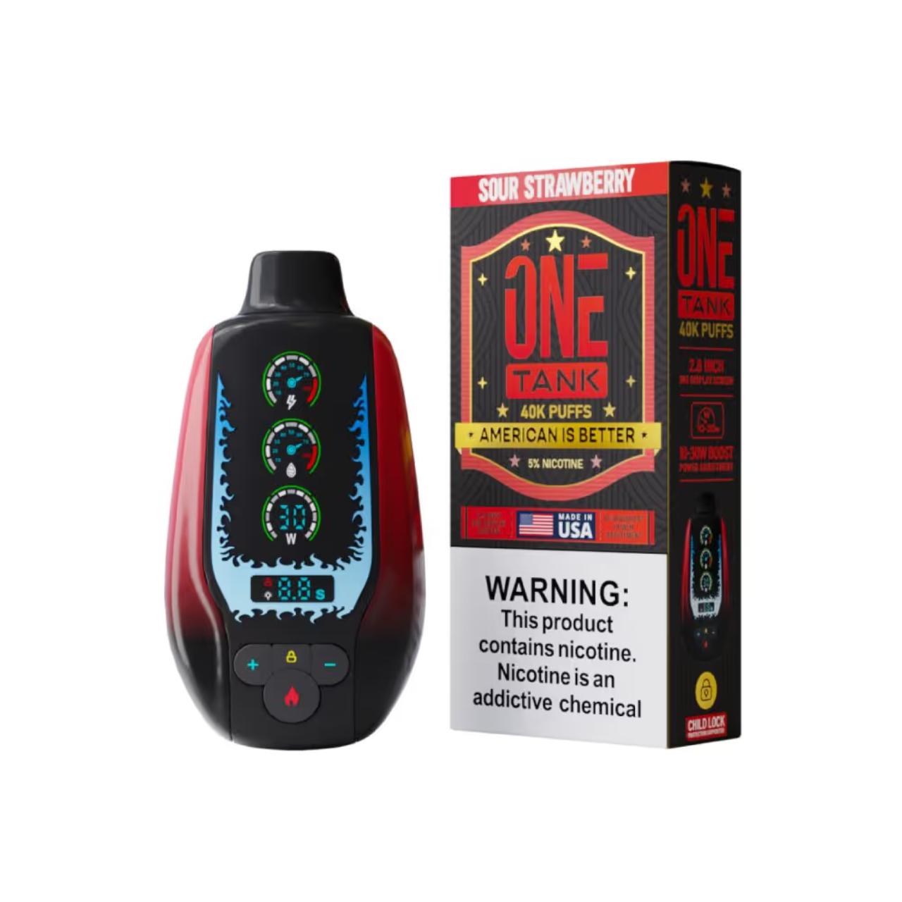 One Tank 40K Puff Disposable Sour Strawberry One Tank 40K Puff Disposable Sour Strawberry