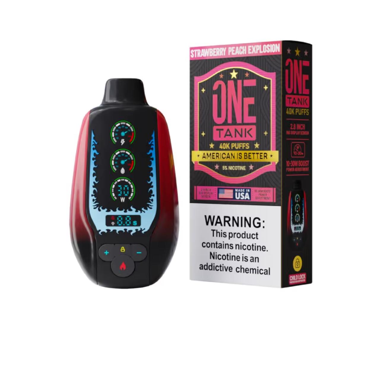 One Tank 40K Puff Disposable Strawberry Peach Explosion One Tank 40K Puff Disposable Strawberry Peach Explosion