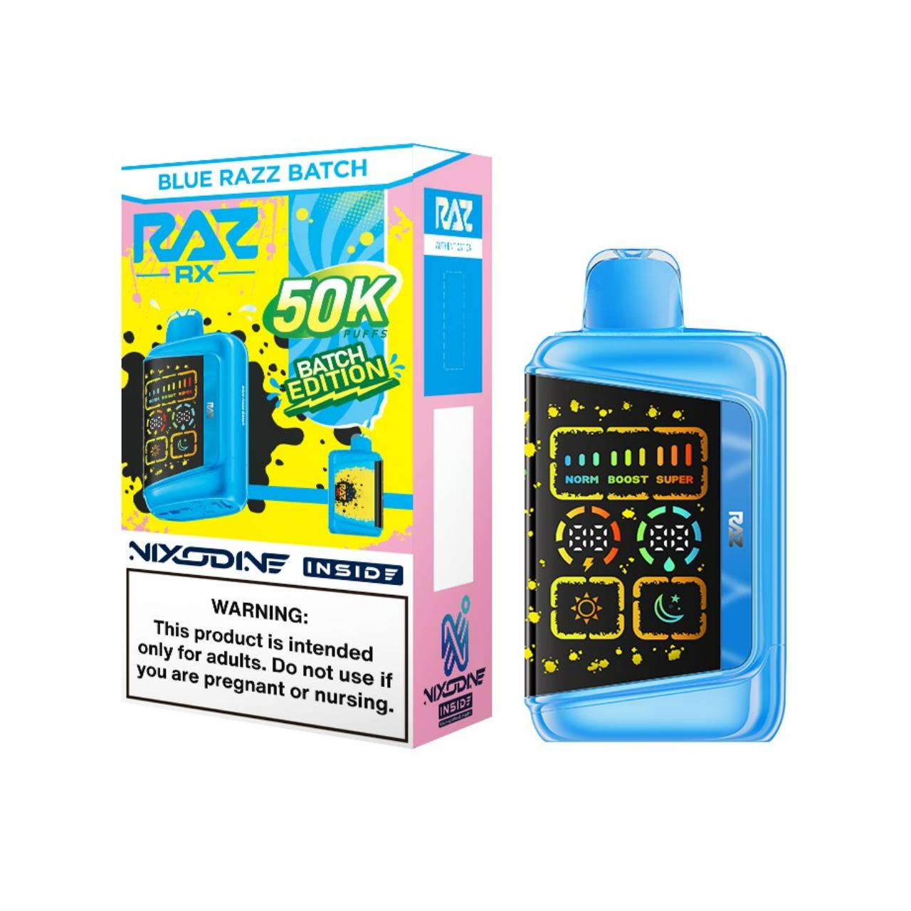 RAZ RX Nixodine 50K Puff Disposable Blue Razz Batch RAZ RX Nixodine 50K Puff Disposable Blue Razz Batch