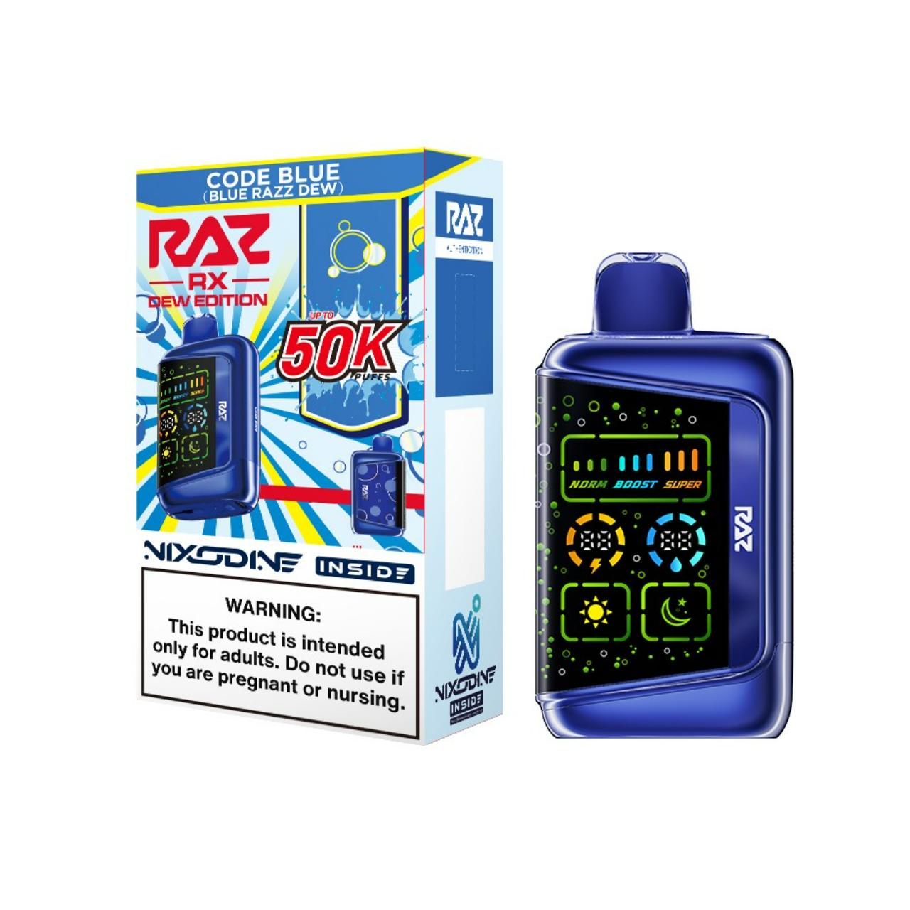 RAZ RX Nixodine 50K Puff Disposable Code Blue RAZ RX Nixodine 50K Puff Disposable Code Blue