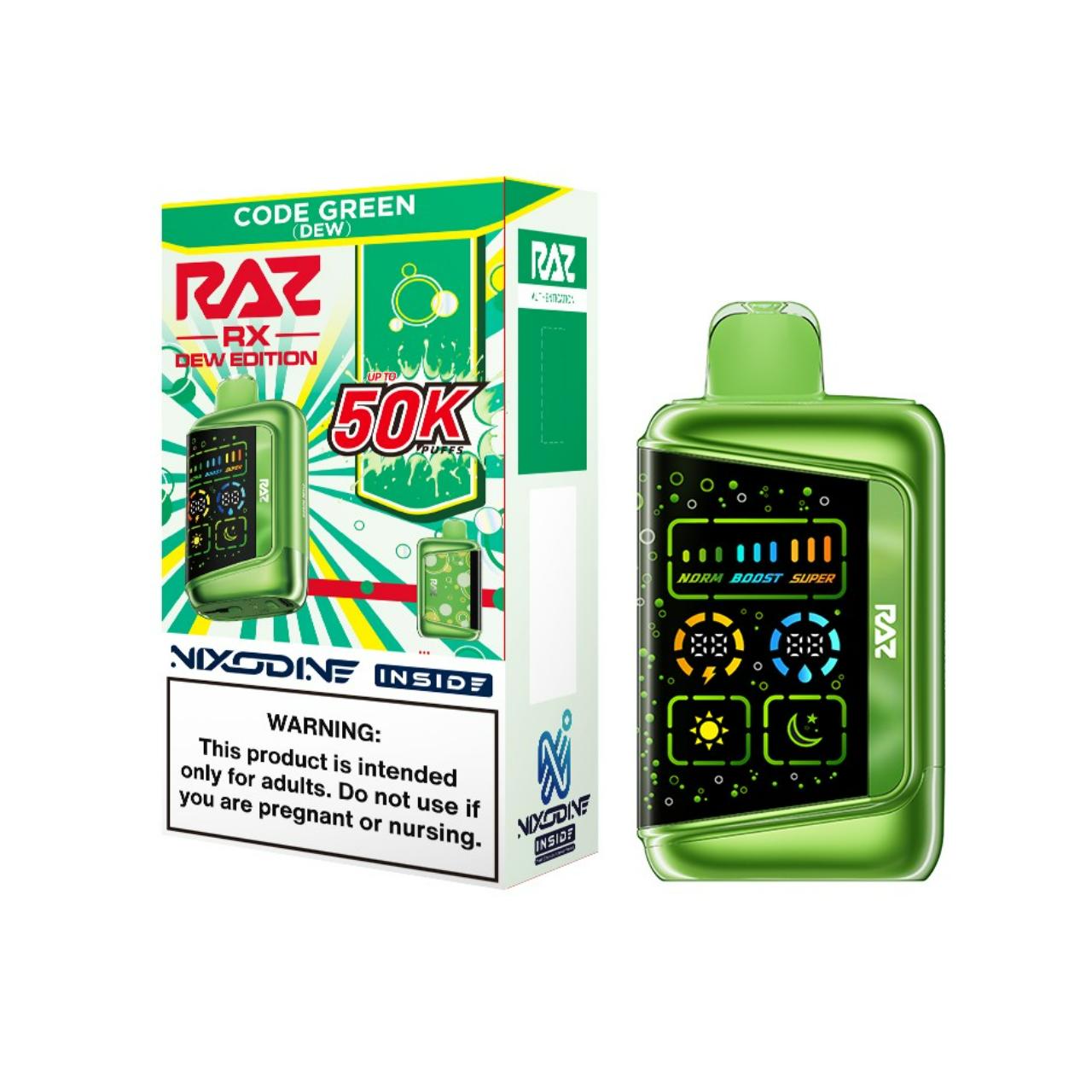 RAZ RX Nixodine 50K Puff Disposable Code Green RAZ RX Nixodine 50K Puff Disposable Code Green