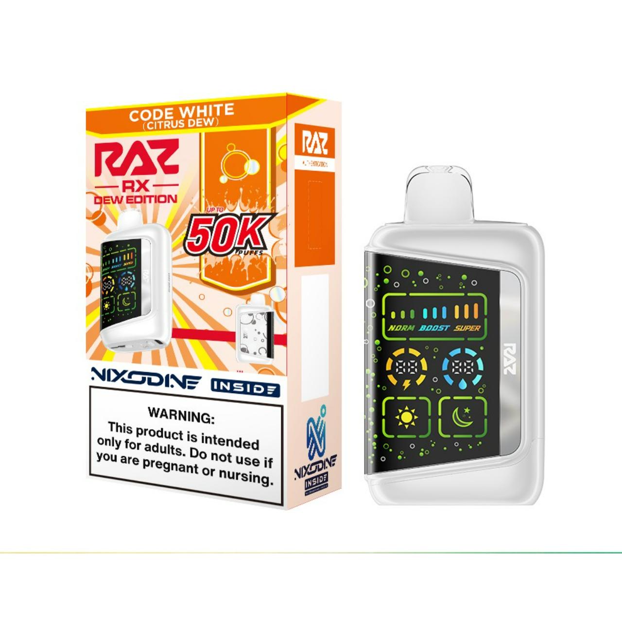 RAZ RX Nixodine 50K Puff Disposable Code White RAZ RX Nixodine 50K Puff Disposable Code White