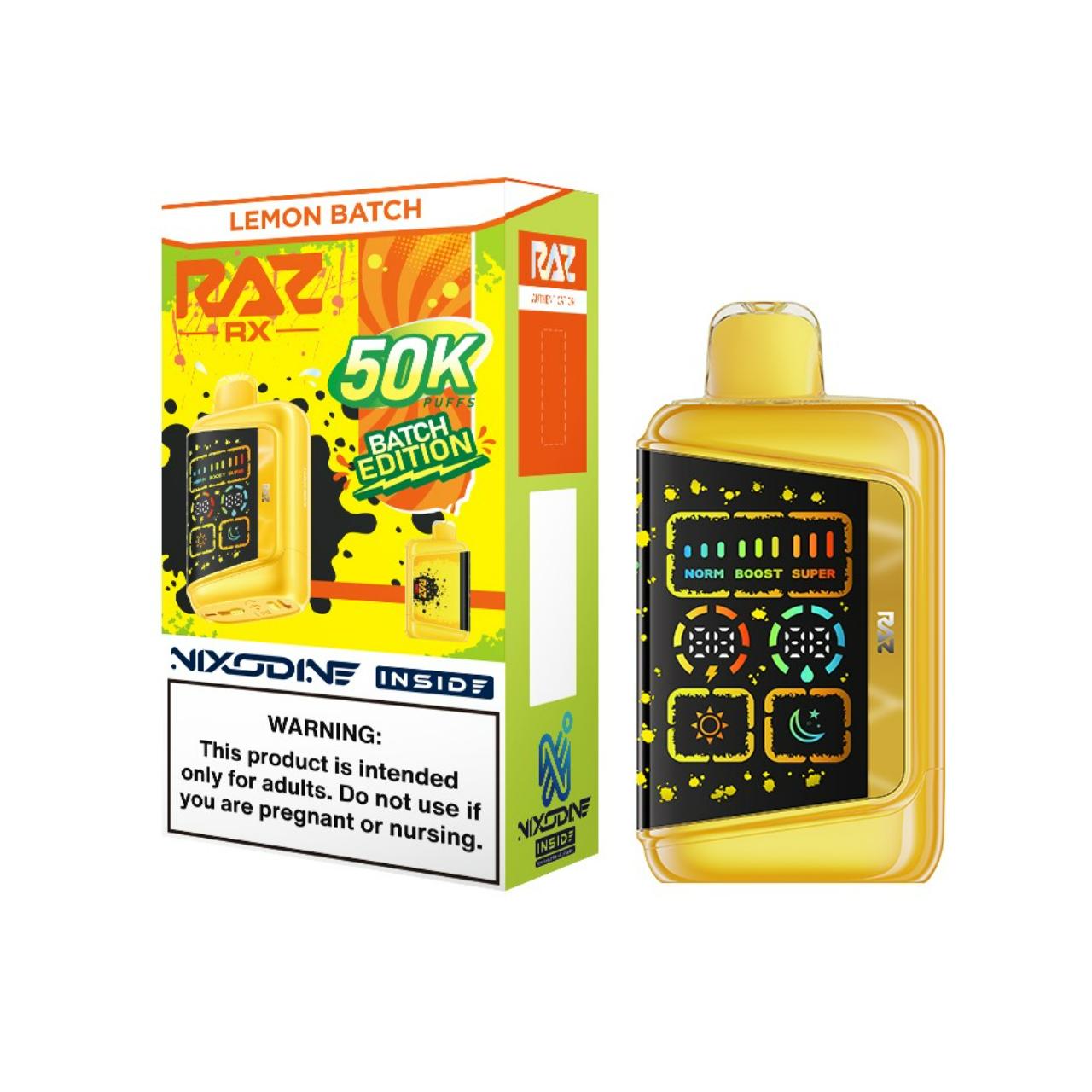 RAZ RX Nixodine 50K Puff Disposable Lemon Batch RAZ RX Nixodine 50K Puff Disposable Lemon Batch