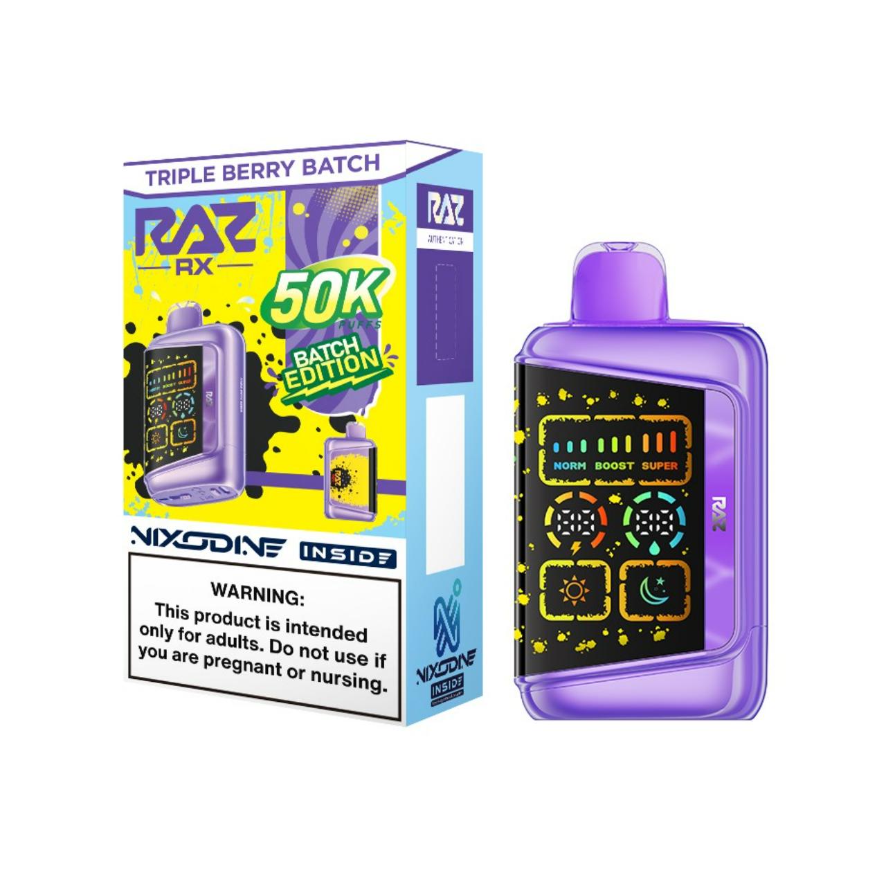 RAZ RX Nixodine 50K Puff Disposable Triple Berry Batch RAZ RX Nixodine 50K Puff Disposable Triple Berry Batch