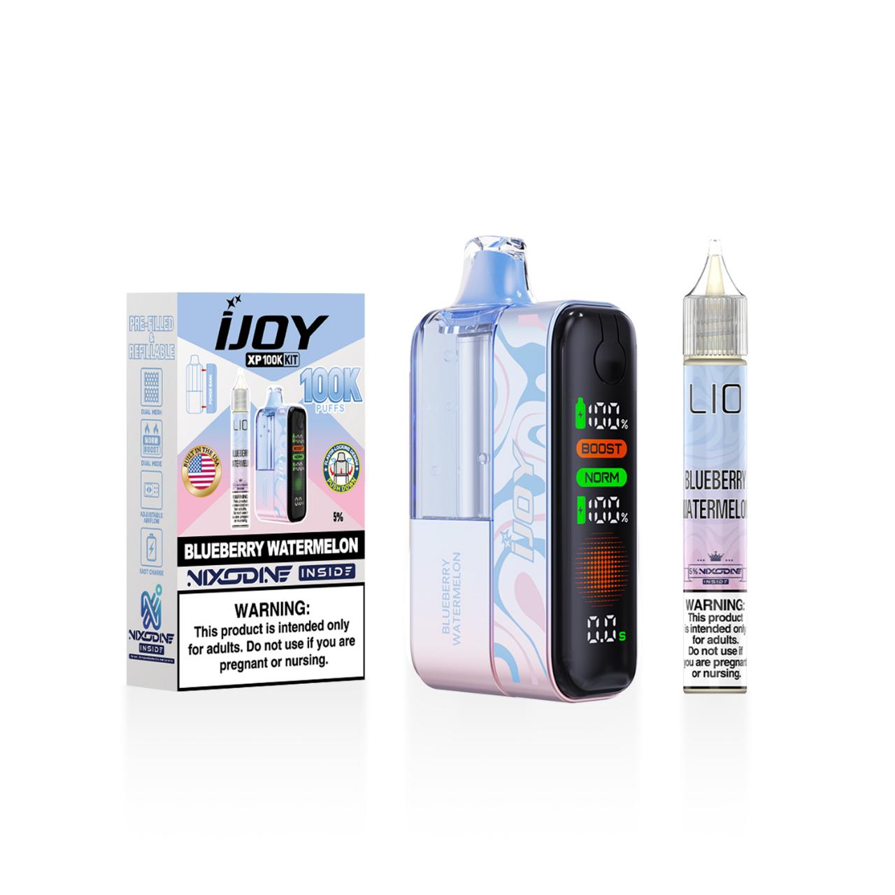 IJoy XP Nixodine 100K Puff Disposable Kit 15ml Bottle BLUEBERRY WATERMELON