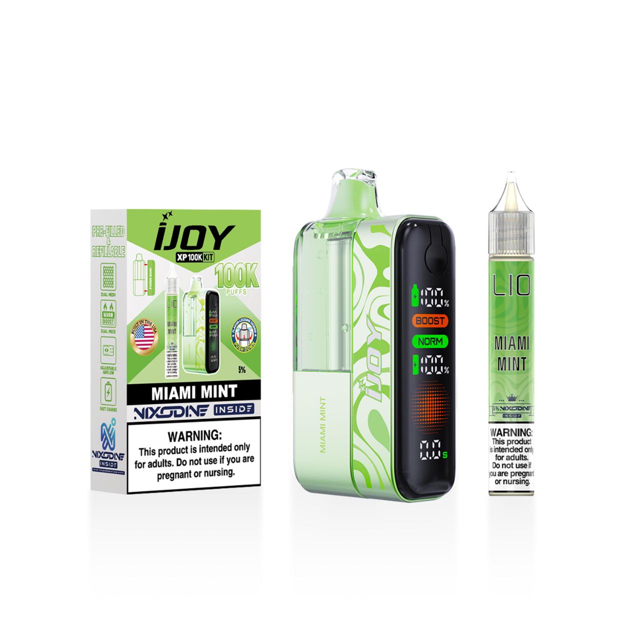 IJoy XP Nixodine 100K Puff Disposable Kit 15ml Bottle MIAMI MINT