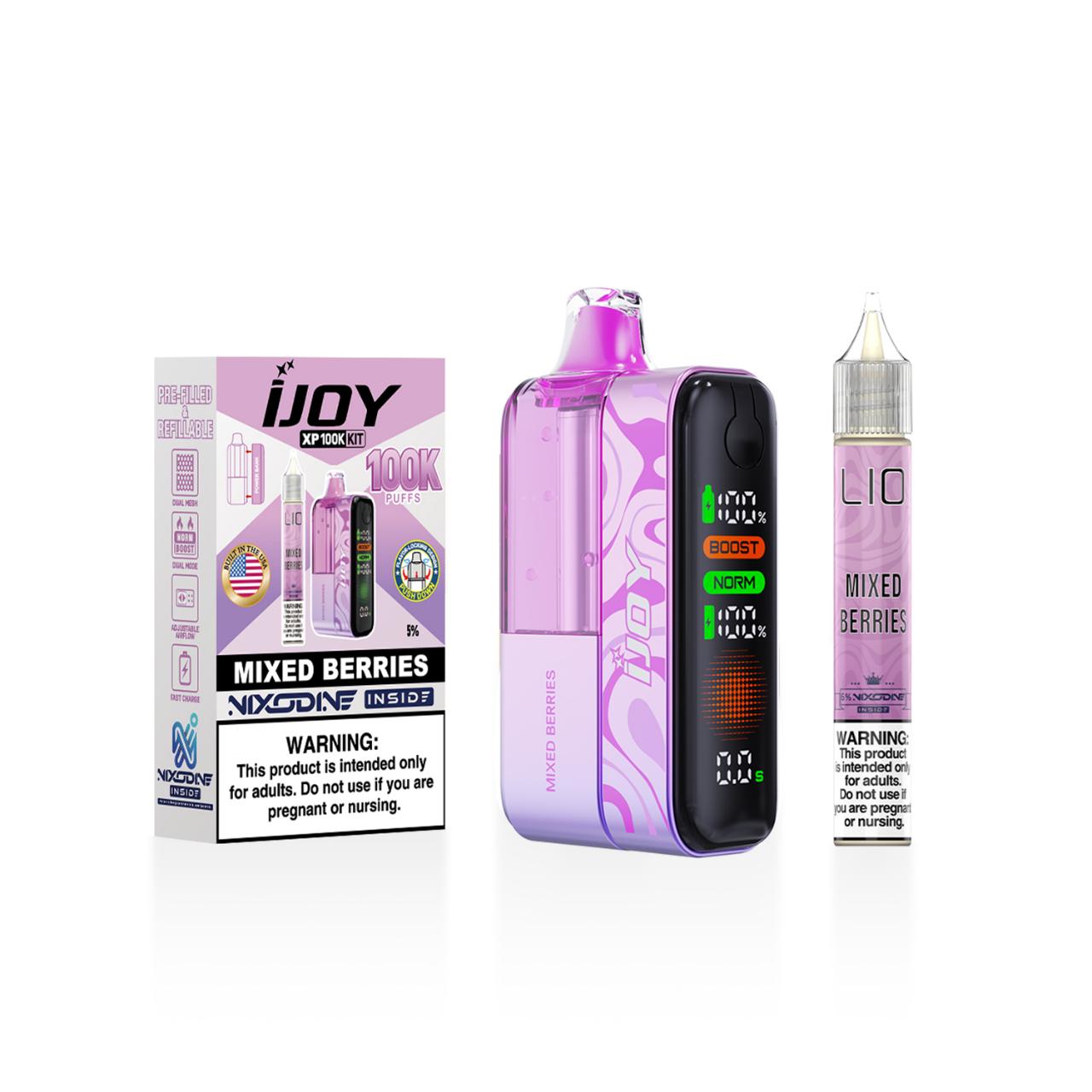 IJoy XP Nixodine 100K Puff Disposable Kit 15ml Bottle MIXED BERRIES