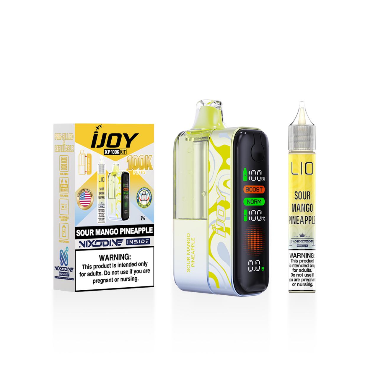 IJoy XP Nixodine 100K Puff Disposable Kit 15ml Bottle SOUR MANGO PINEAPPLE