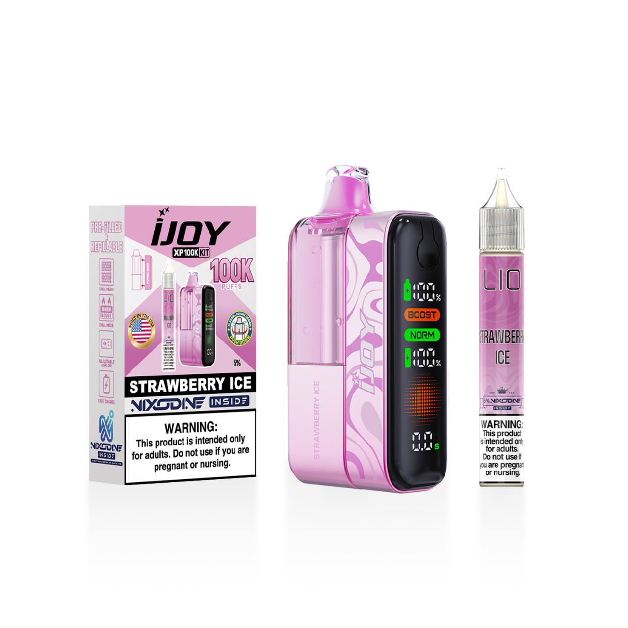 IJoy XP Nixodine 100K Puff Disposable Kit 15ml Bottle STRAWBERRY ICE