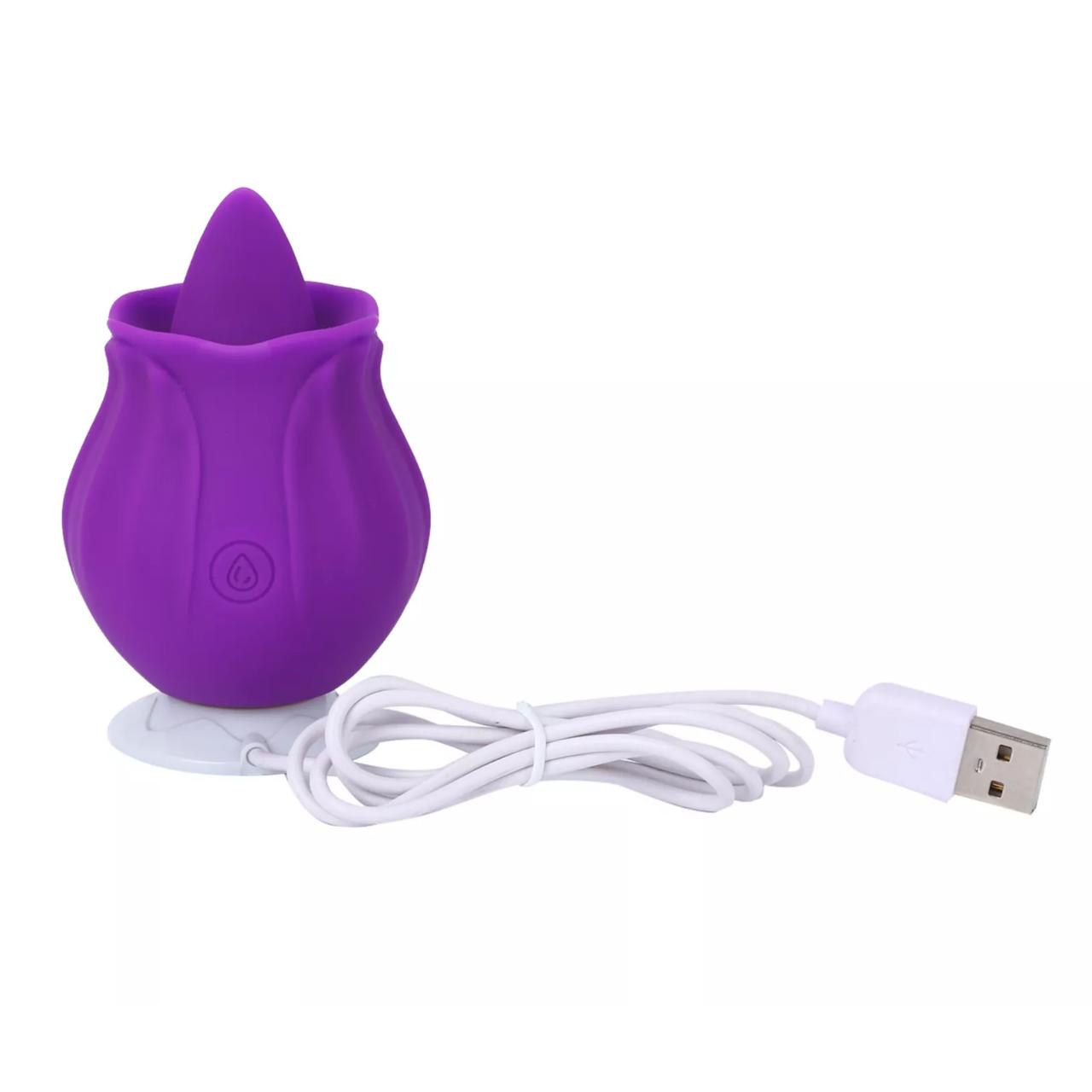 Love Rose With Tongue Vibrator Purple Love Rose With Tongue Vibrator Purple