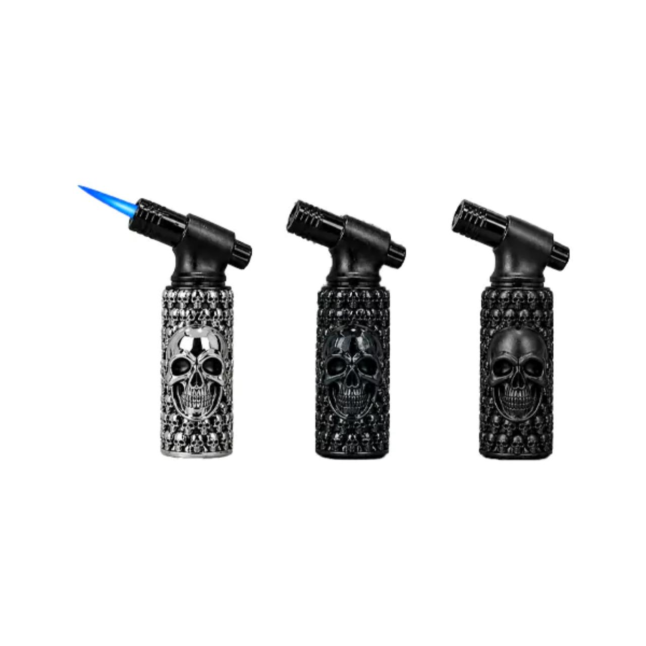 Techno Butane Lighter 12CT 4.5 Skull Angle Torch