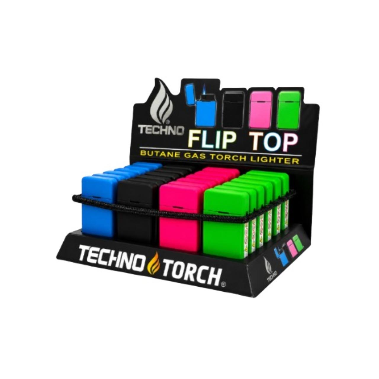 Techno Butane Lighter- 20CT Rubber Finish Flip Top Lighter Techno Butane Lighter- 20CT Rubber Finish Flip Top Lighter