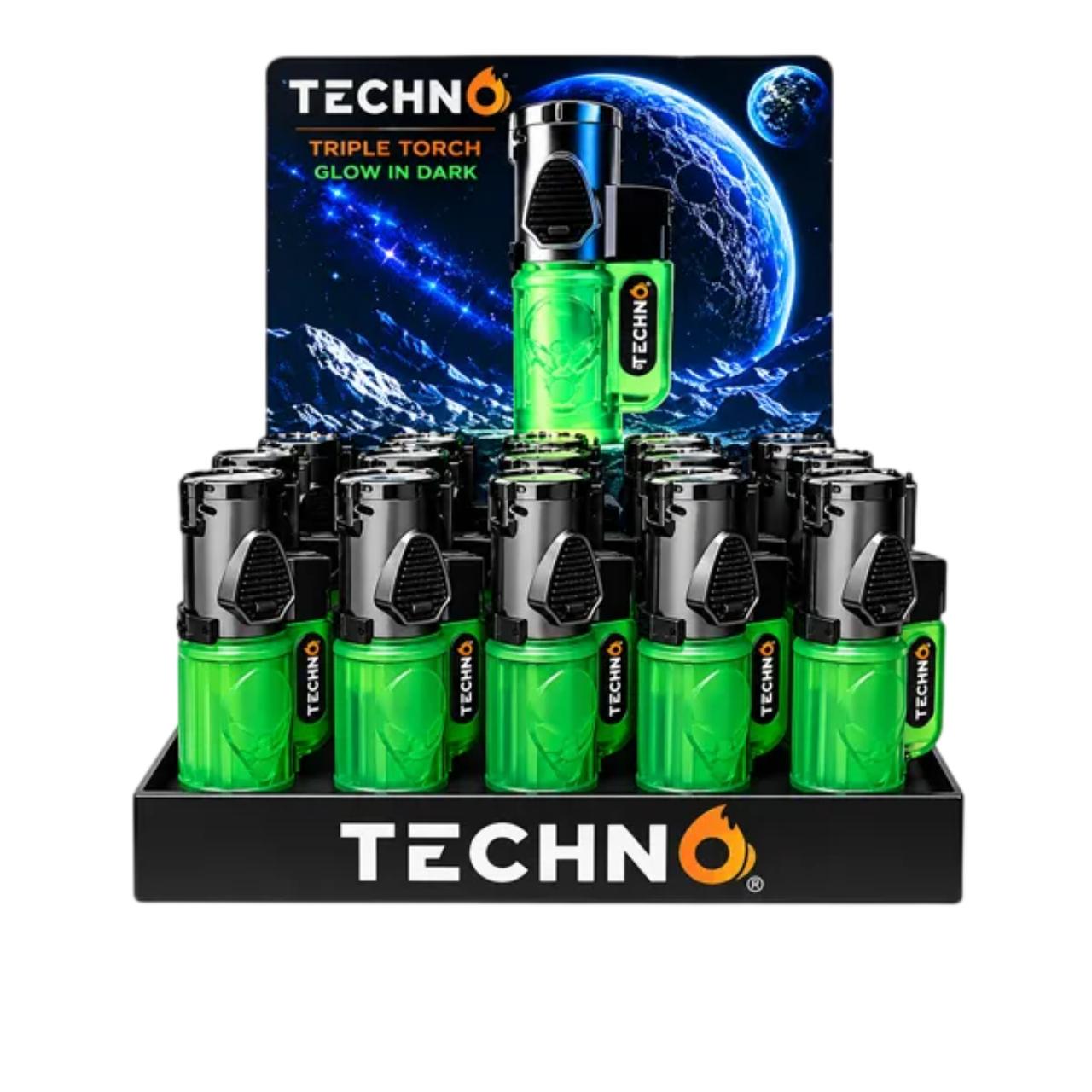 Techno Butane Lighter- 25CT Alien Tripple Torch Techno Butane Lighter- 25CT Alien Tripple Torch
