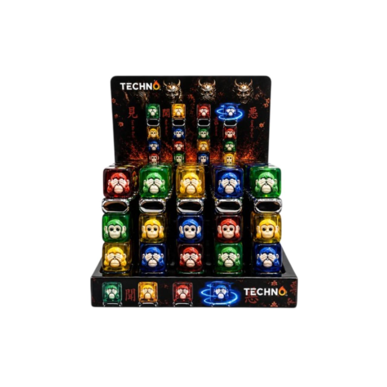Techno Butane Lighter- 25CT Monkey Lighter w Flashing Lights Techno Butane Lighter- 25CT Monkey Lighter w Flashing Lights