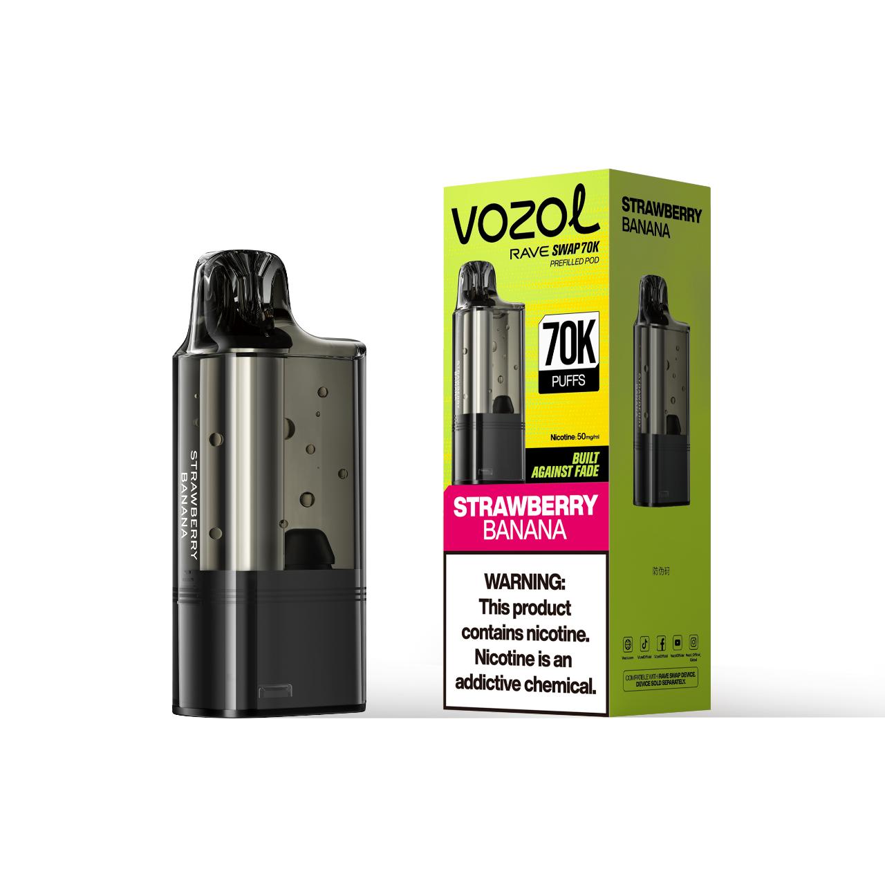 Vozol Rave Swap 70K Puff Pre-filled Replacement Pod - 1PK Strawberry Banana Vozol Rave Swap 70K Puff Pre-filled Replacement Pod - 1PK Strawberry Banana