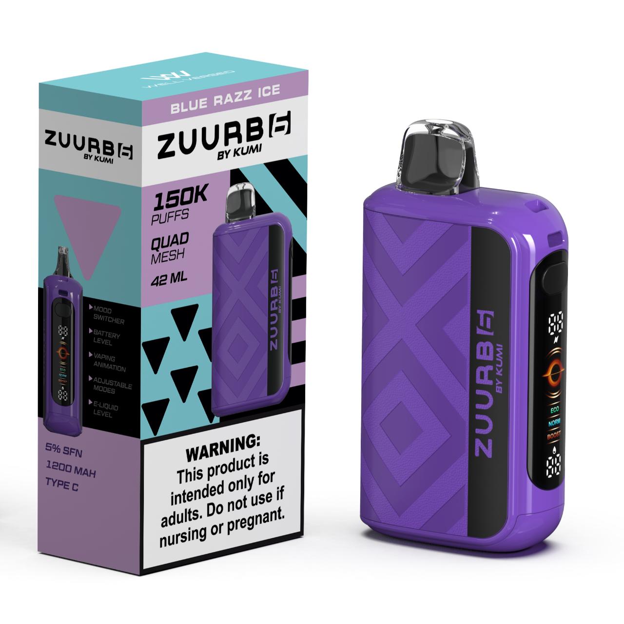 Zuurb 6 by KUMI 150K Puff Disposable BLUE RAZZ ICE Zuurb 6 by KUMI 150K Puff Disposable BLUE RAZZ ICE