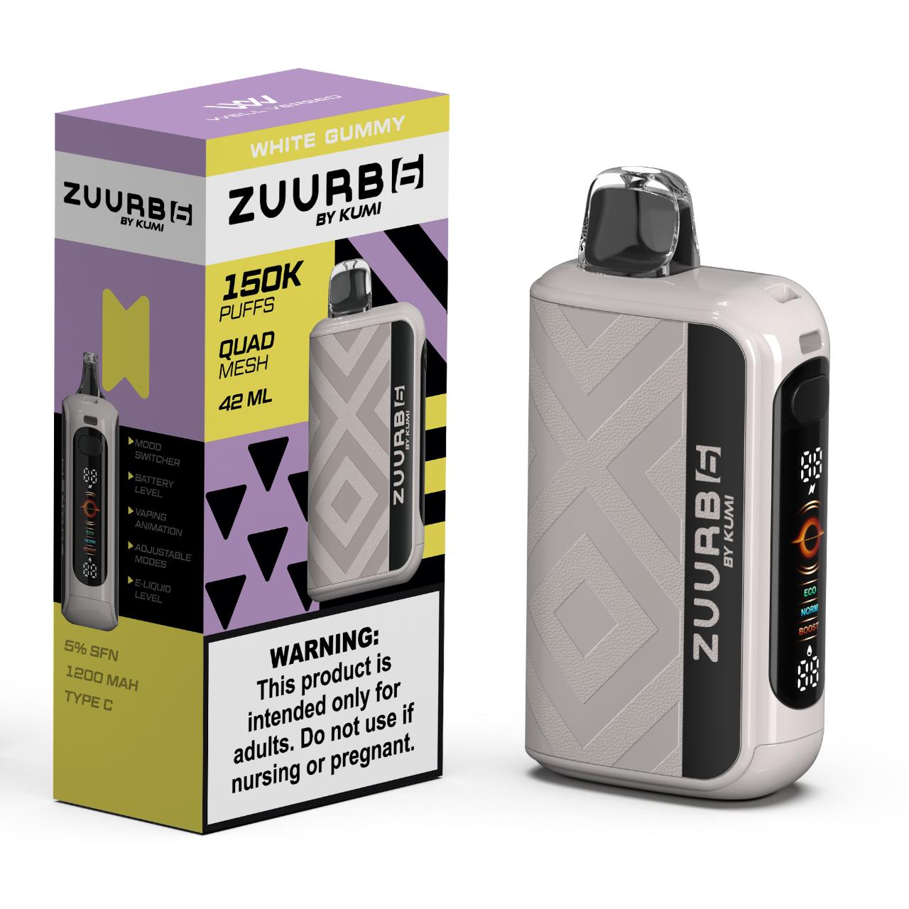 Zuurb 6 by KUMI 150K Puff Disposable WHITE GUMMY Zuurb 6 by KUMI 150K Puff Disposable WHITE GUMMY